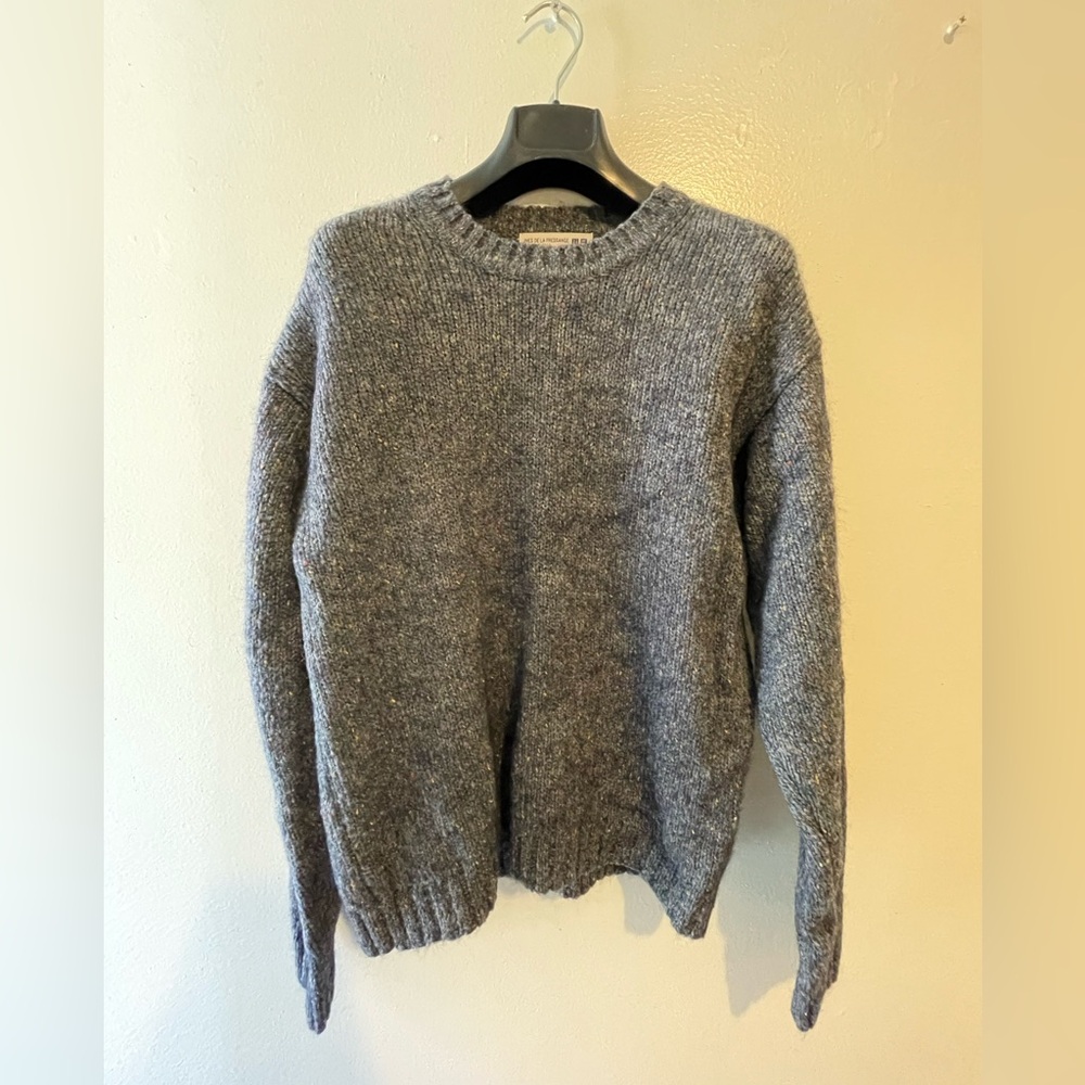 Uniqlo - grey sweater with multicolor accents.